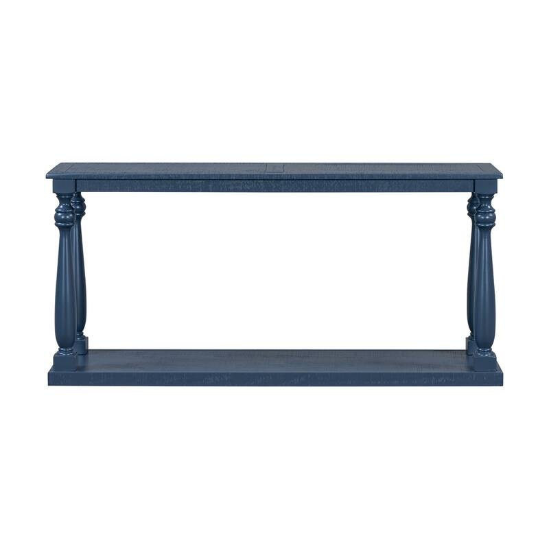 Living Room Vintage Wood Console Table with Bottom Shelf