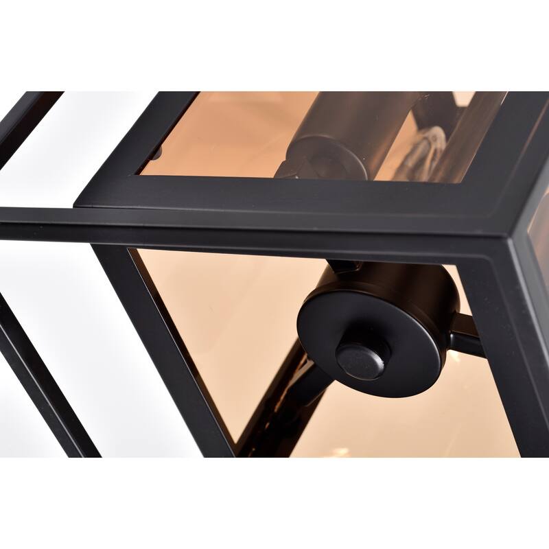 Anhara Matte Black 3-Light Metal & Glass Geometric Pendant Light