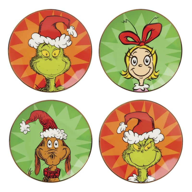 Lenox Merry Grinchmas Tidbit Plates, Set of 4, Assorted