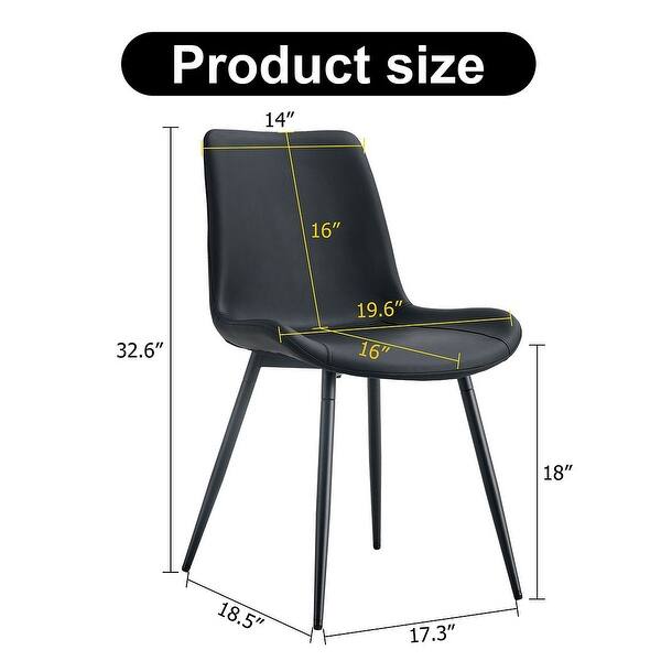 dimension image slide 3 of 5, Modern Dining Room Kitchen Dining Chair with Black Metal Legs
