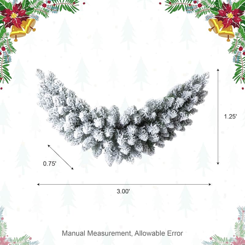 Glitzhome 3ft Pre-Lit Snow Flocked Flower Christmas Swag