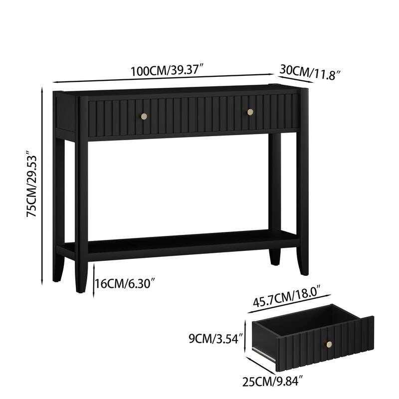 39.4" Stylish Narrow Console Table with 2 Drawers for Living Room Storage