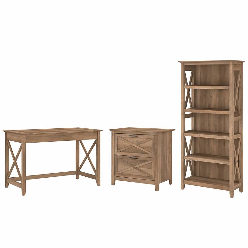 Key West 48W Writing Desk with Cabinet and Bookcase by Bush Furniture