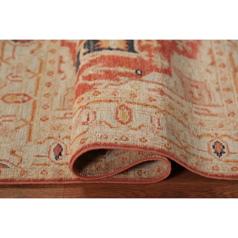 Vegetable Dye Heriz Serapi Oriental Accent Rug Handmade Wool Carpet - 3'1"x 4'1"