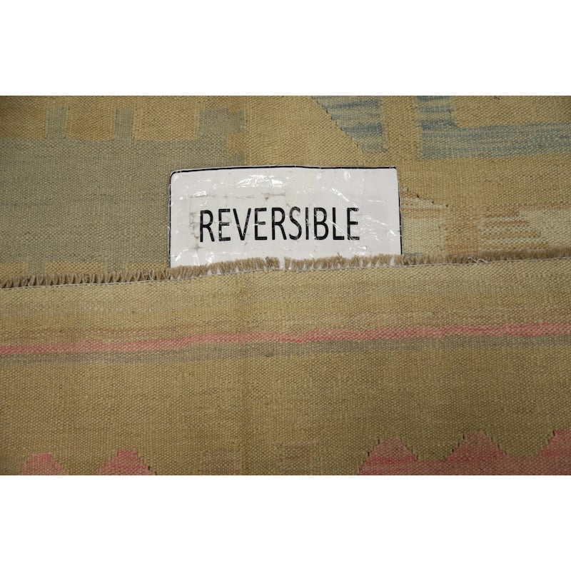 Hand Woven Oriental 100% Wool Carpet Southwestern Modern Yellow & Gold Kilim Area Rug - 5' 9'' X 4' 2''