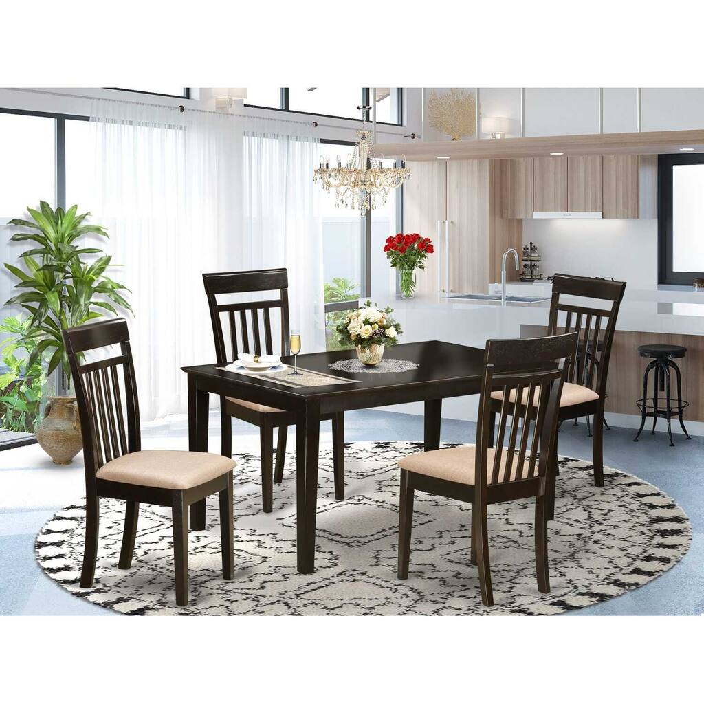 HomeStock 5-Pc Cappuccino Solid Wood Top - Dining Room Set - Seats 4