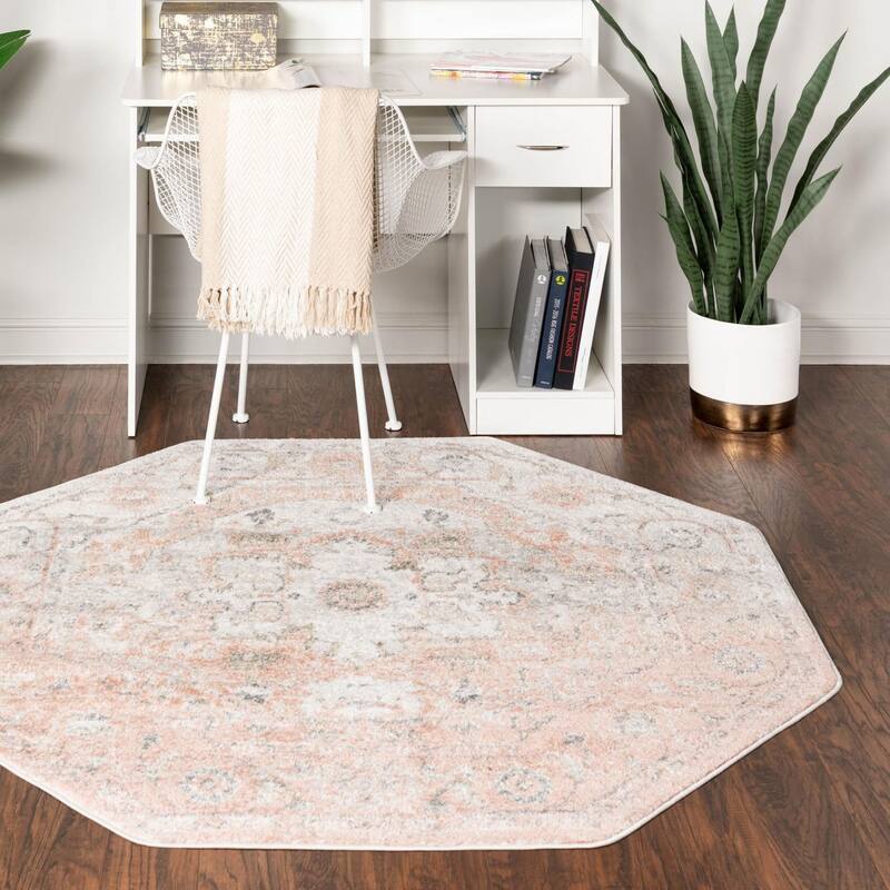 Transitional Anavine Collection Area Rug - 5'3"x5'3" Octagon - Rose Pink