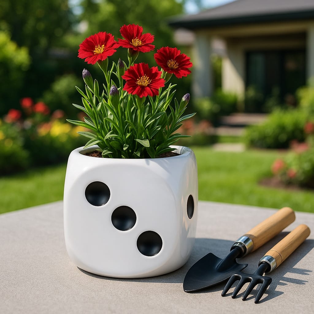 Ceramic Planter Dice-Shaped Design Home and Garden Decor - 6" White - 6" x 6" x 6"