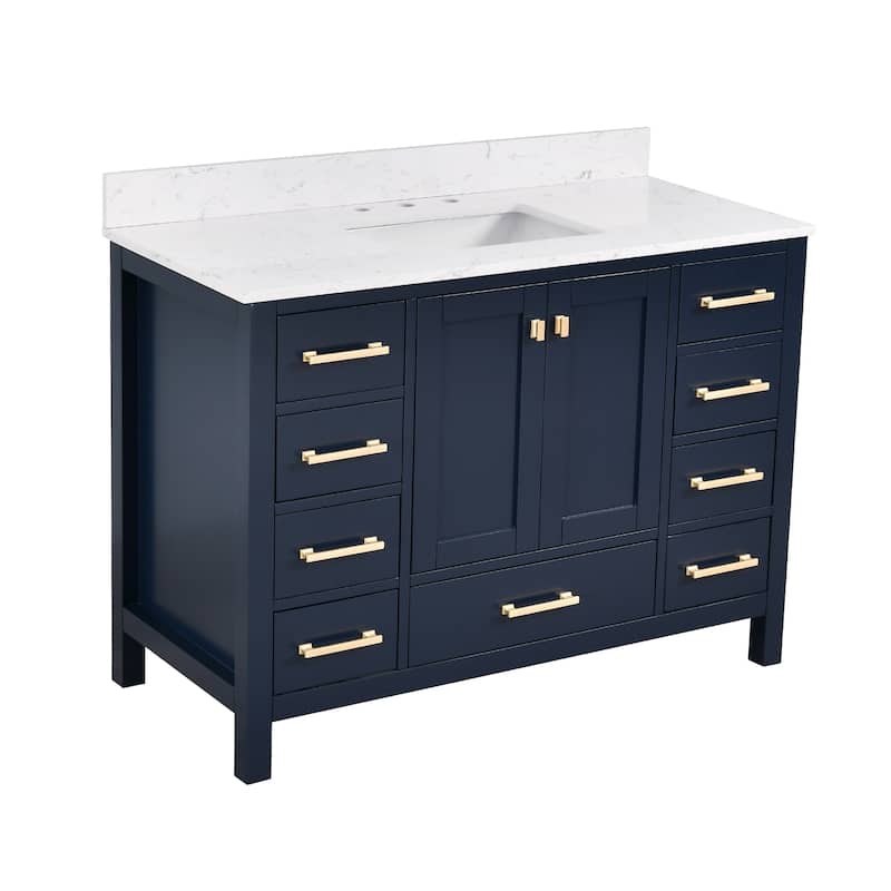 StarrySky 48 inch Undermount Single Sink Bathroom Vanity with Engineered Carrara Marble Top