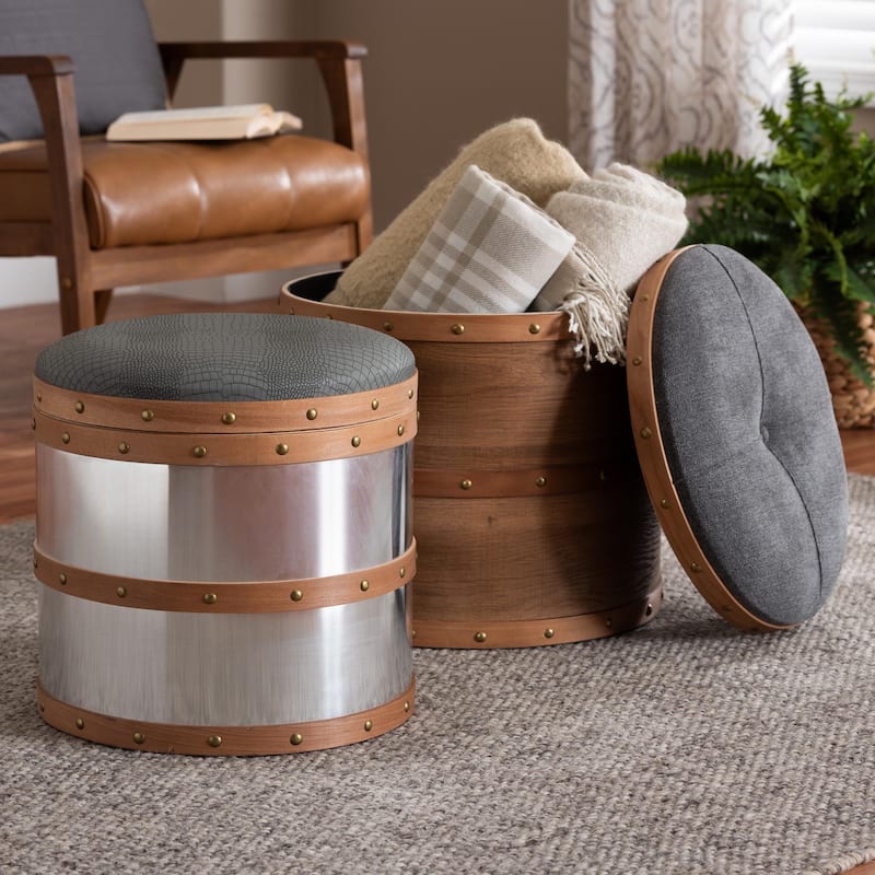 Carbon Loft Schaca Modern and Contemporary Glam 2-piece Storage Ottoman Set