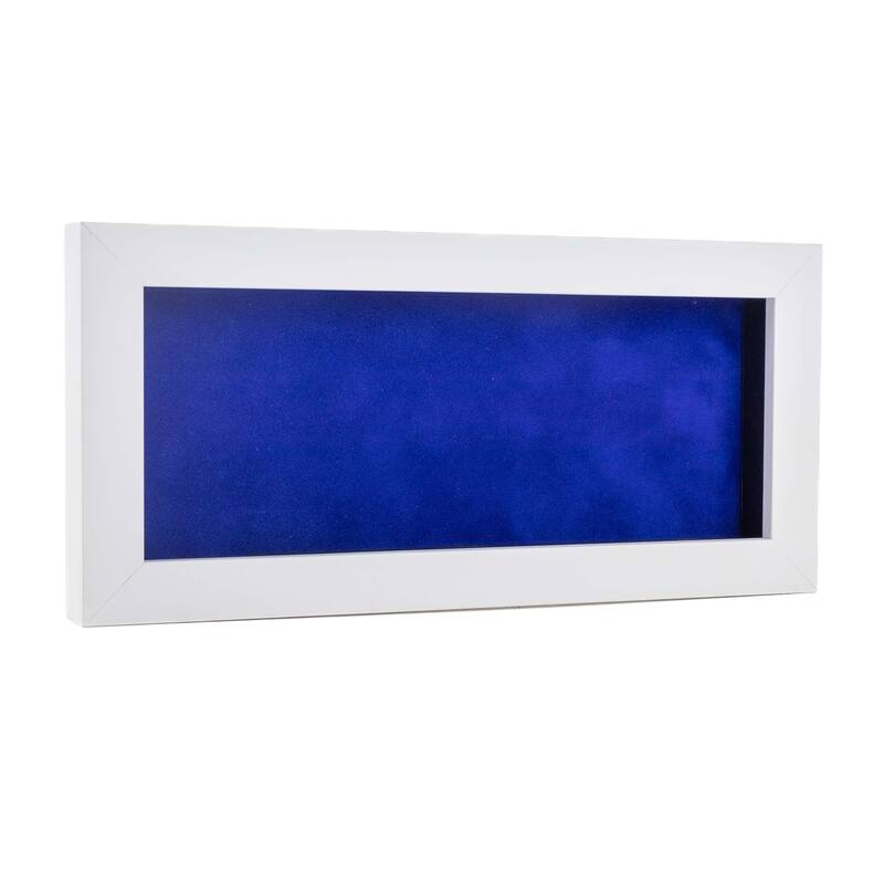 16x28 Shadow Box Frame White Wood | With a 3/4" Usable Display Depth | Includes a Royal Blue Real Suede Texture Acid-Free - Holds 16x28 Photo