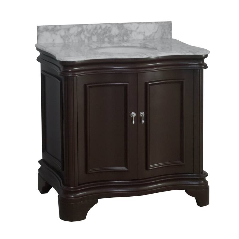 KitchenBathCollection Katherine 36" Bathroom Vanity with Carrara Marble Top