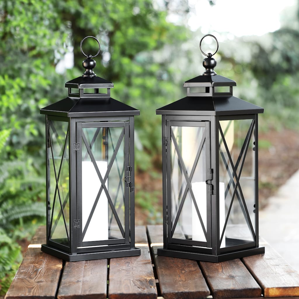 SAFAVIEH Lighting Jiska Outdoor Lantern - 7" W x 7" D x 21" H - 7Wx7Dx21H