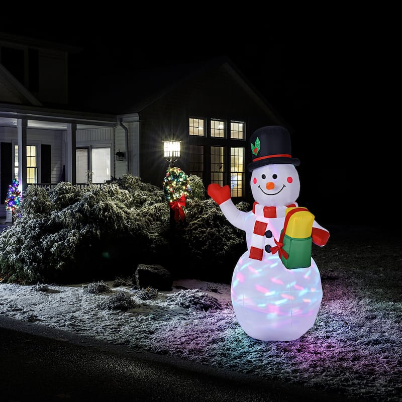 5 FT Tall Snowman Inflatable Blow up Inflatable w/Built-in Colorful