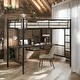 preview thumbnail 2 of 10, Full Loft Bed with Desk & Shelves, Black
