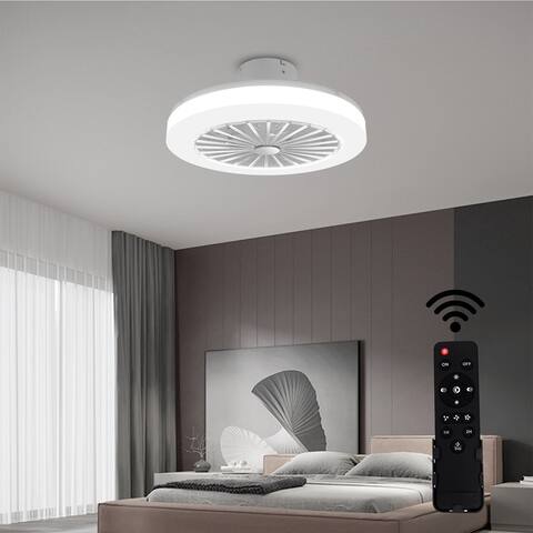 Star 5 Blades 110V Flush Mount LED Ceiling Fan - 18''