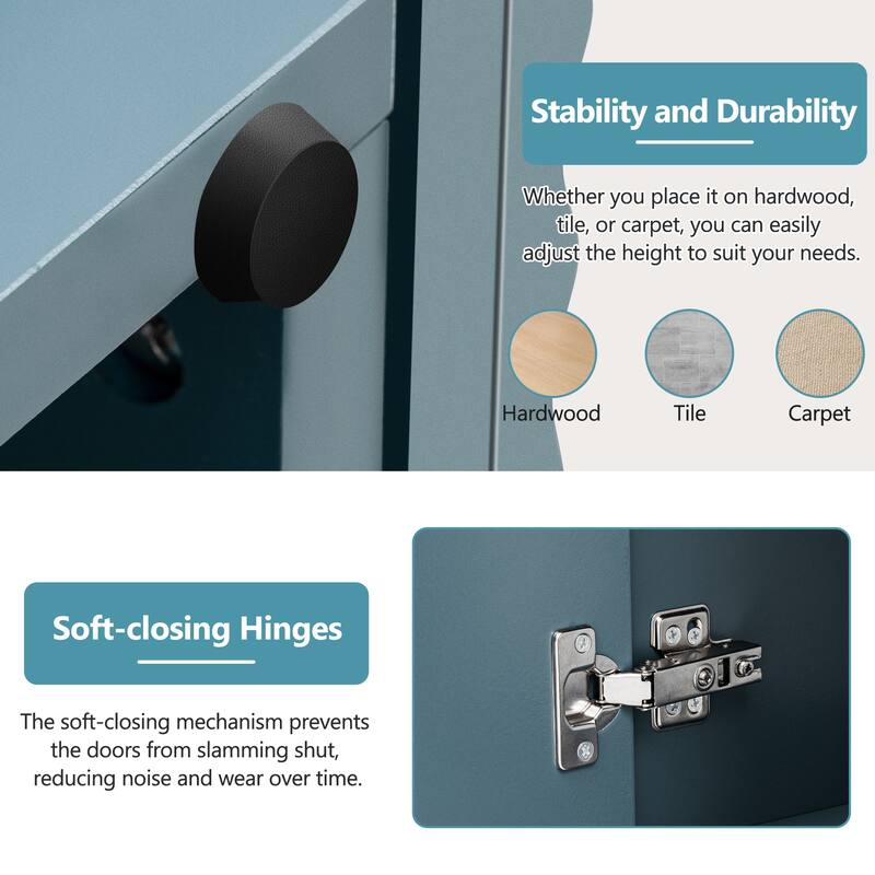 4 Wavy Doors Ample Storage Space Sideboard with Adjustable Shelves