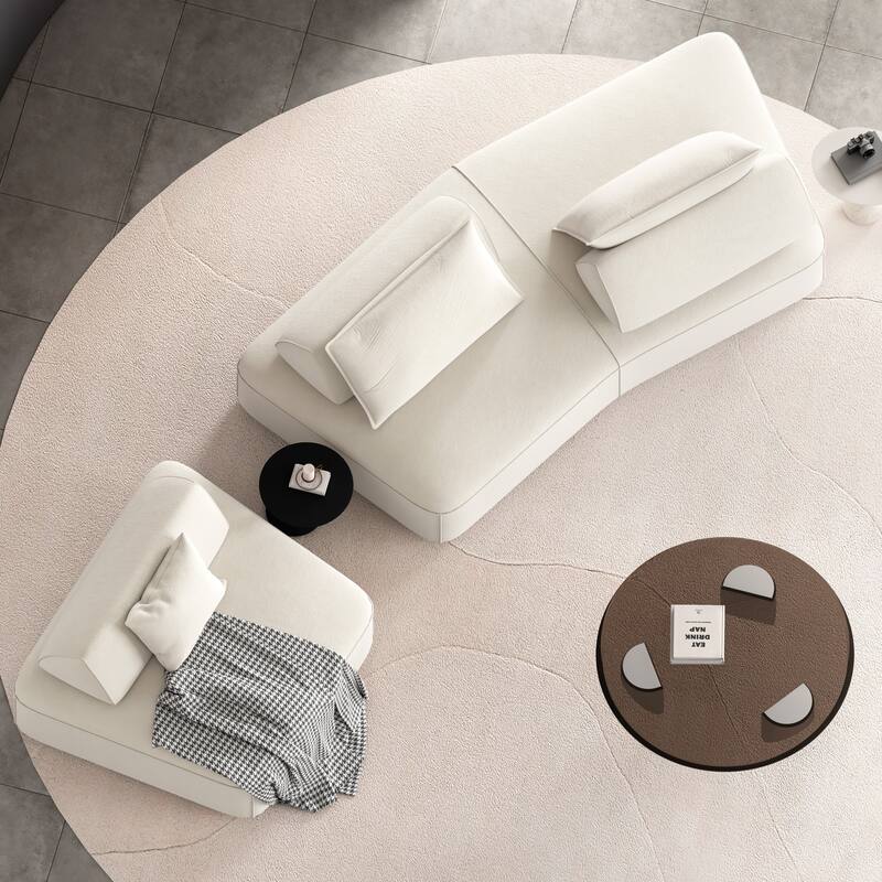 Modern 139" Modular Sectional Sofa Set, DIY Upholstered Fluffy Chenille Sofa, Removable Backrests & Pillows, Deep Seat