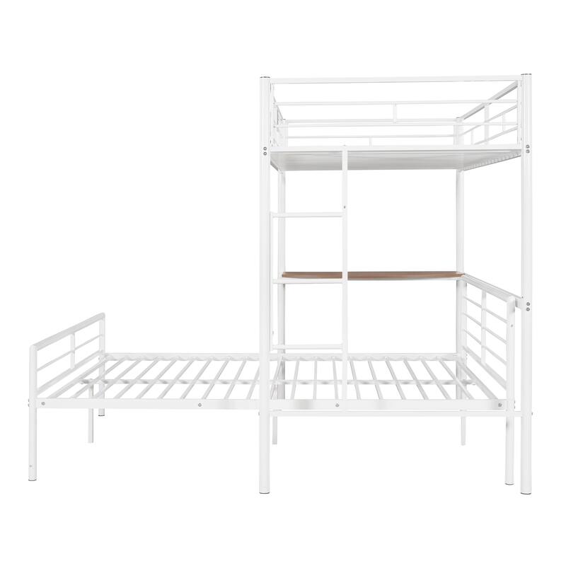 Nestfair Twin Over Full Metal Bunk Bed with Desk and Ladder