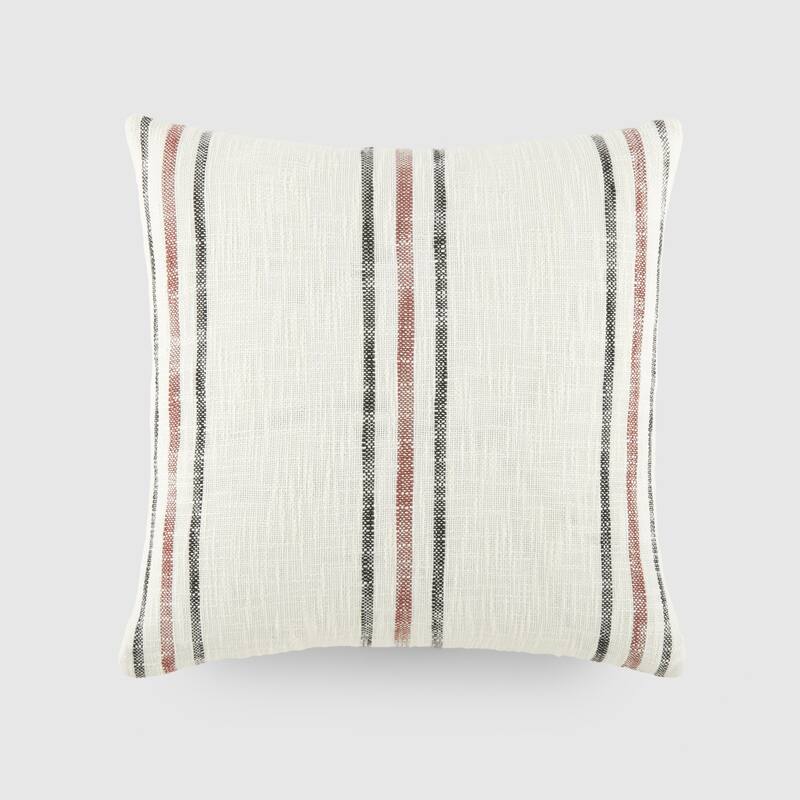Yarn-Dyed Cotton Decor Throw Pillow in Framed Stripe - Terracotta