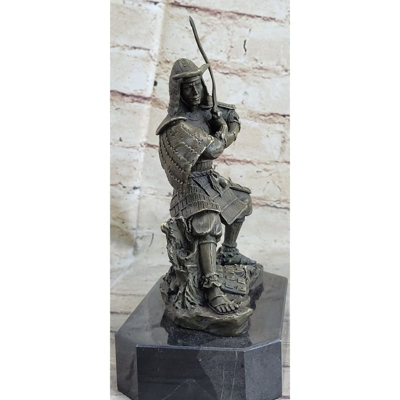 Japanese Samurai Warrior W/ Katana Bronze Statue Sculpture Figurine Kamiko 9 Inches X 7 Inches