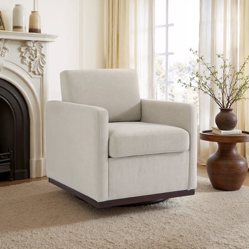uixe Modern Upholstered Swivel Accent Chair with Pocket Spring Seat