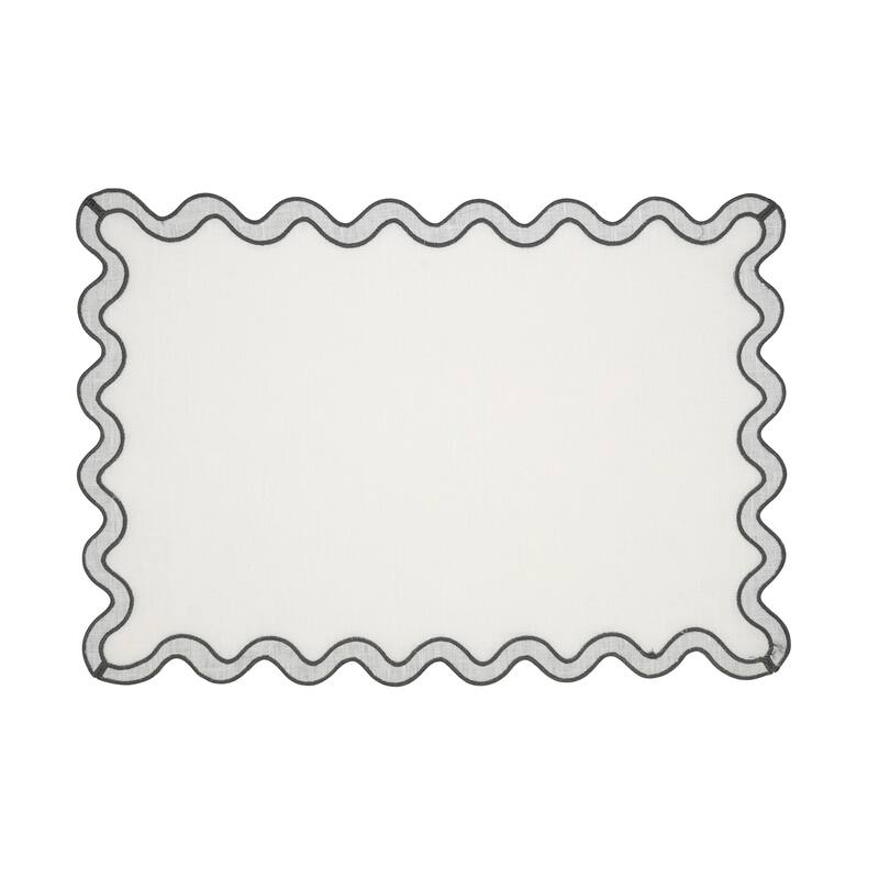 100% Linen Eco Scallop Border Placemat (Set of 4) - 13"x19"