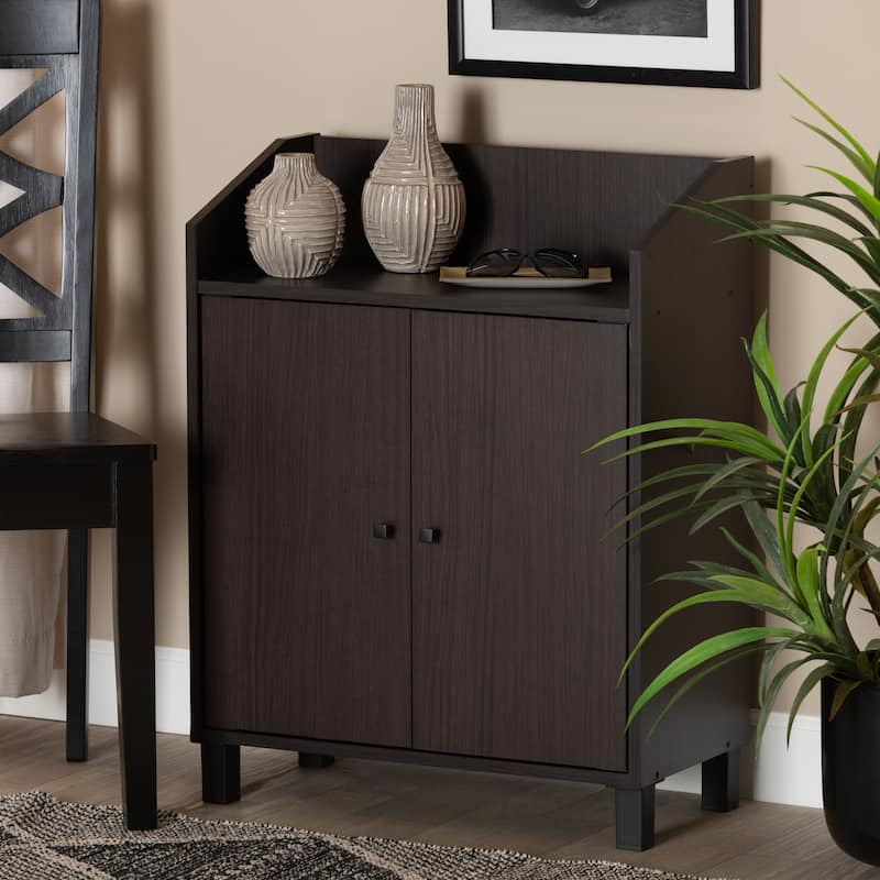 Rossin Modern 2-Door Entryway Shoe Storage Cabinet with Top Shelf