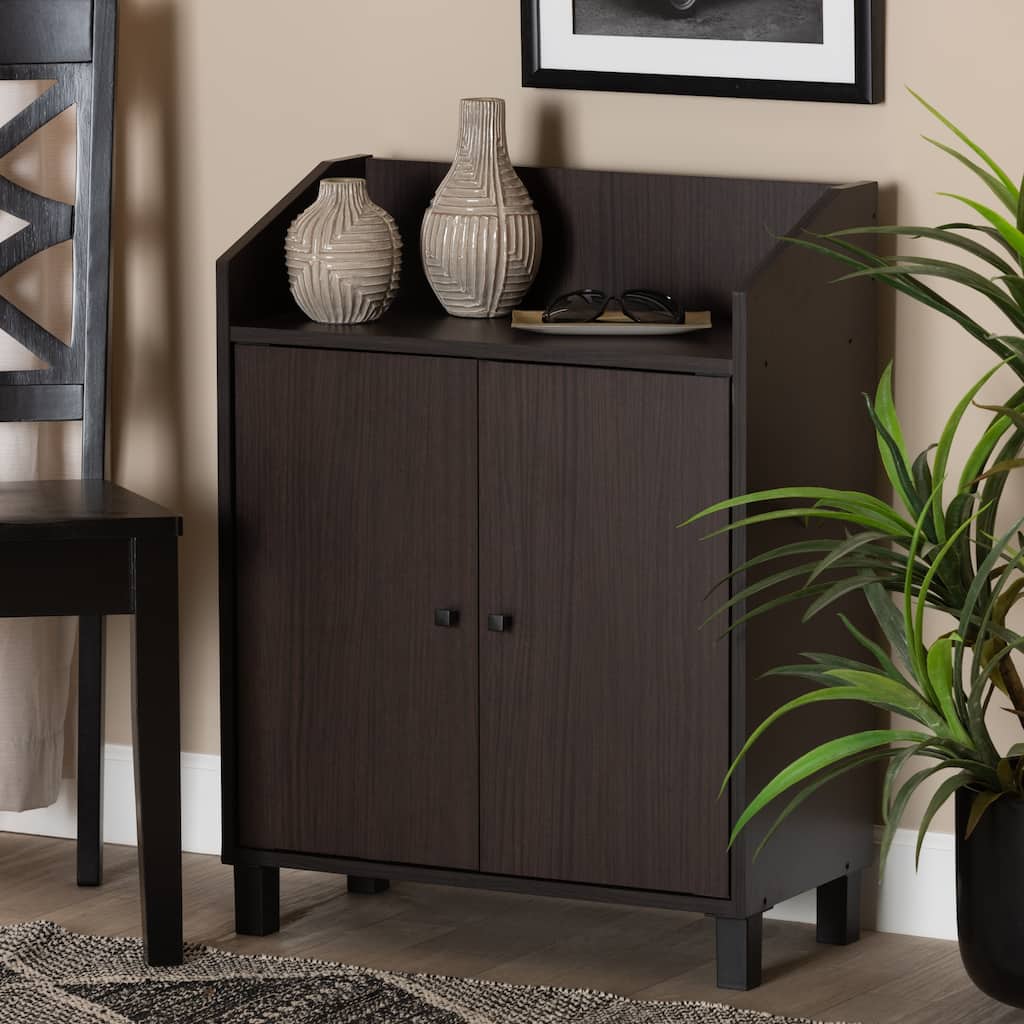 Rossin Modern 2-Door Entryway Shoe Storage Cabinet with Top Shelf