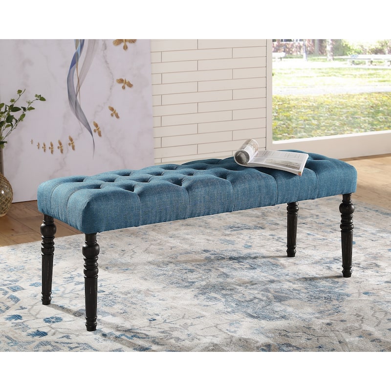 Roundhill Furniture Leviton Upholstered Dark Wash Wood 6-piece Dining Set