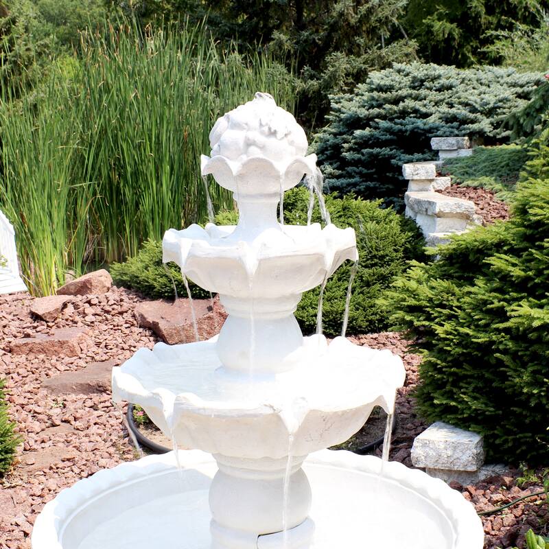 4-Tier Fruit Top Outdoor Water Fountain Backyard Garden Feature - 52"
