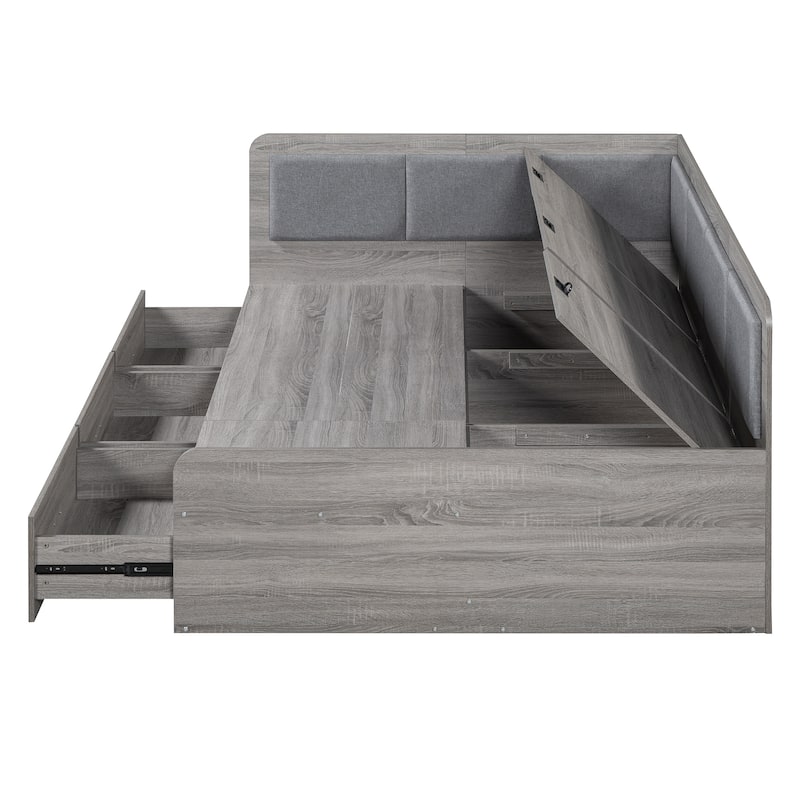 Modern Style Daybed with Three Drawers and Three Storage Compartments for Bedroom