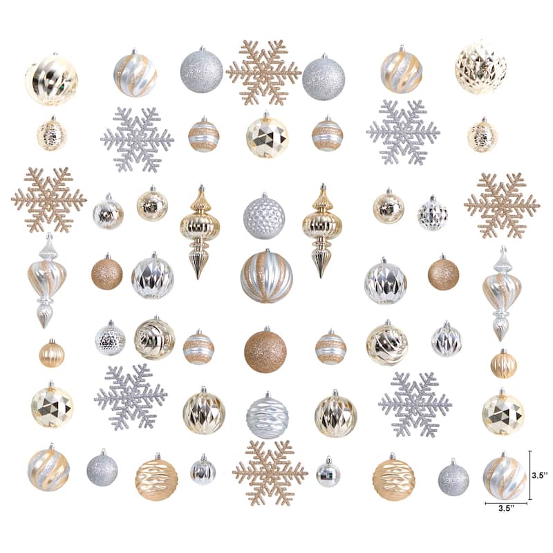 Holiday Deluxe Shatterproof 81 Count Christmas Tree Ornament Box Set - 3.5