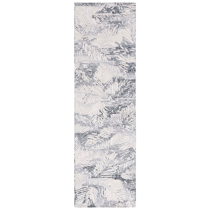SAFAVIEH Handmade Glamour Shag Contemporary Rug - 2'3" x 8' Runner - Black/Ivory