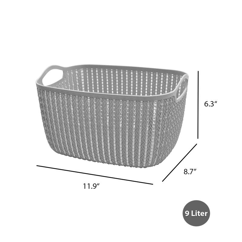HANAMYA Storage Basket Organizer with Handle | Storage Bin, 9 Liter, Set of 6 - 9 Liter, Set of 6 - Gray