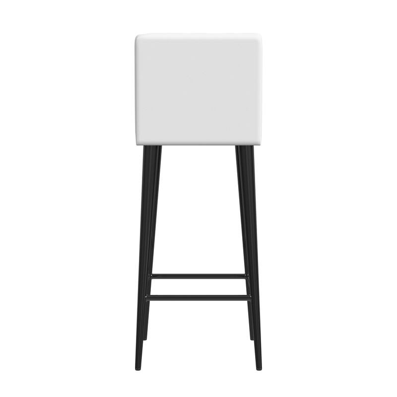 Maxwell 32 in. Seat Height Leather and Iron Bar Height Stool with Back