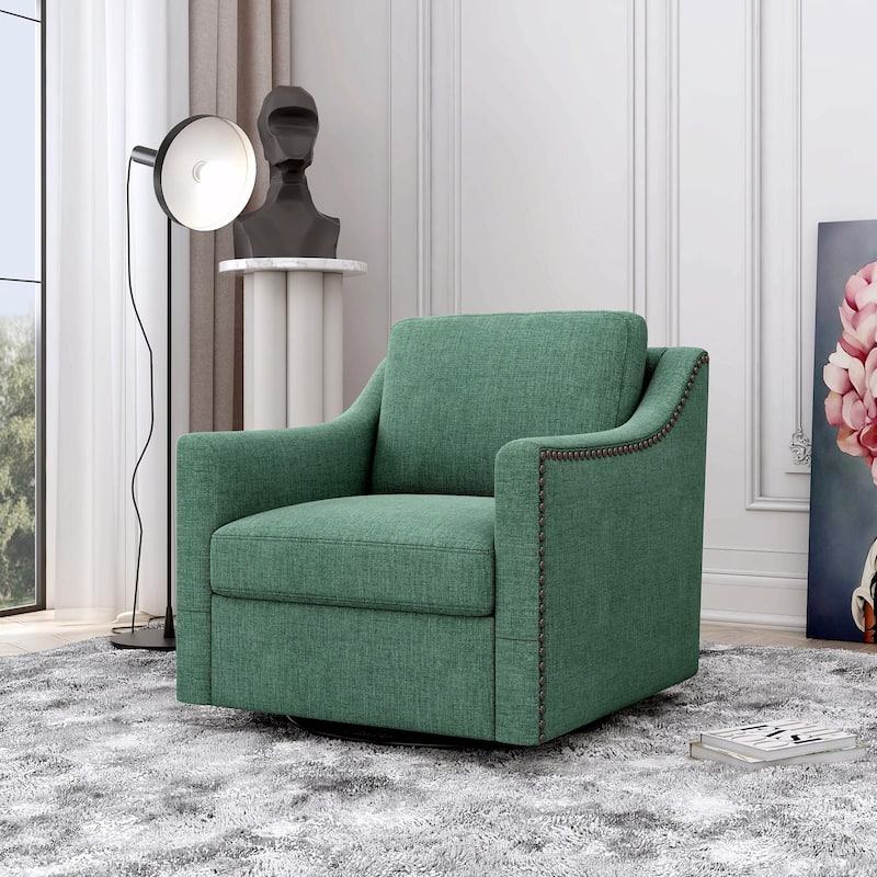 360° Swivel Armchair in Cotton Linen Fabric