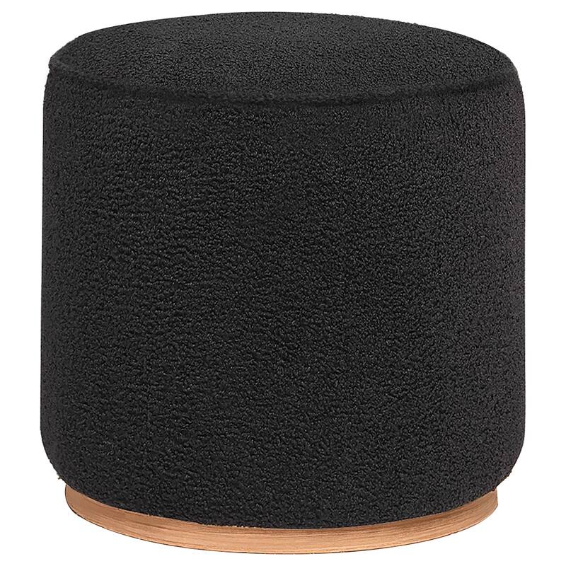 Faux Sheepskin Upholstered Round Ottoman