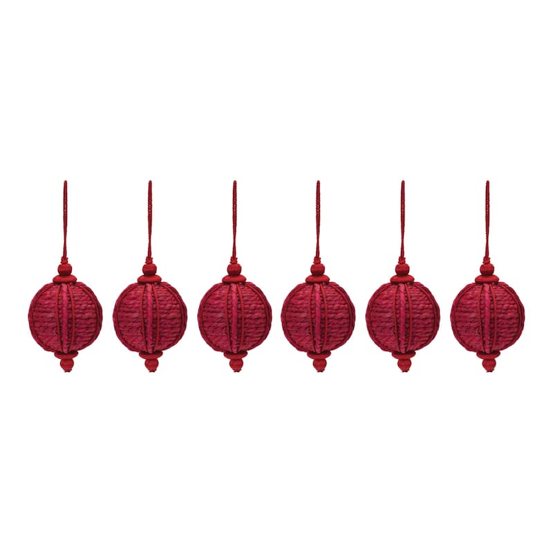 6ct Red Jute Christmas Onion Ornaments 5.5"