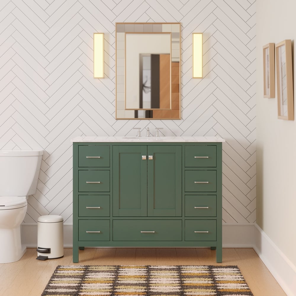 KitchenBathCollection Horizon 48" Bathroom Vanity with Engineered Carrara Top