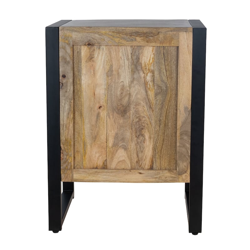 Mango Wood and Metal Storage Cabinet, 32" Industrial Accent Cabinet