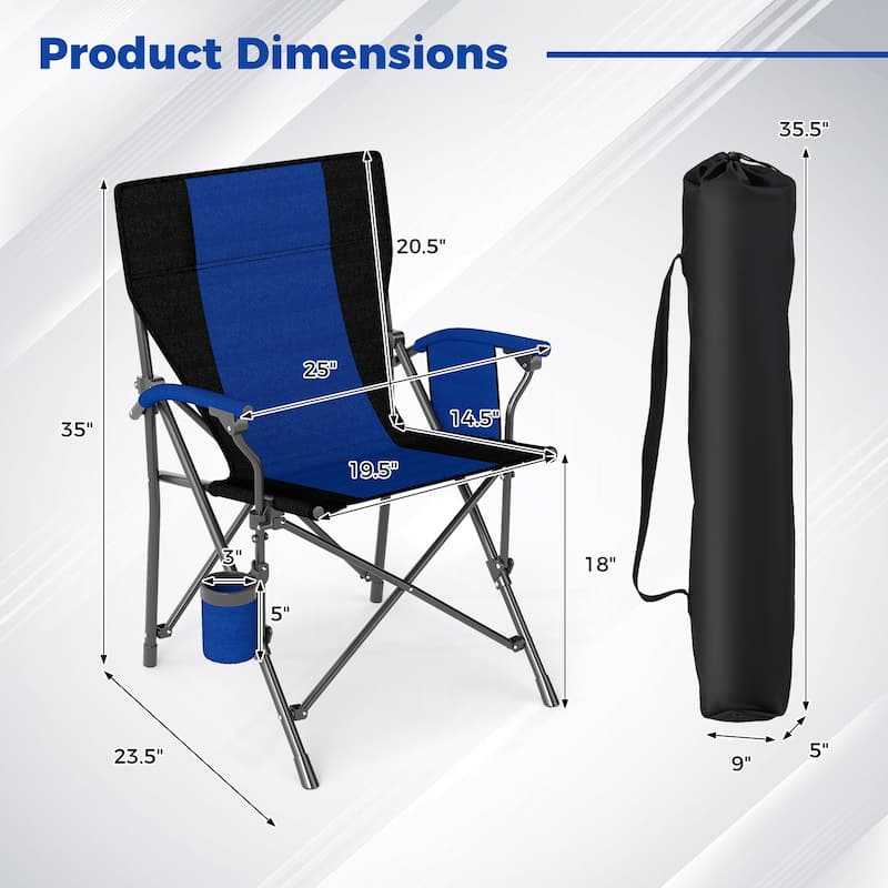Oxford Metal Folding Camping Chair with Cupholder and Carrying Bag