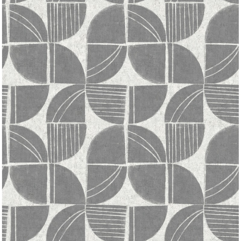 A-Street Prints Baxter Charcoal Semicircle Mosaic Wallpaper