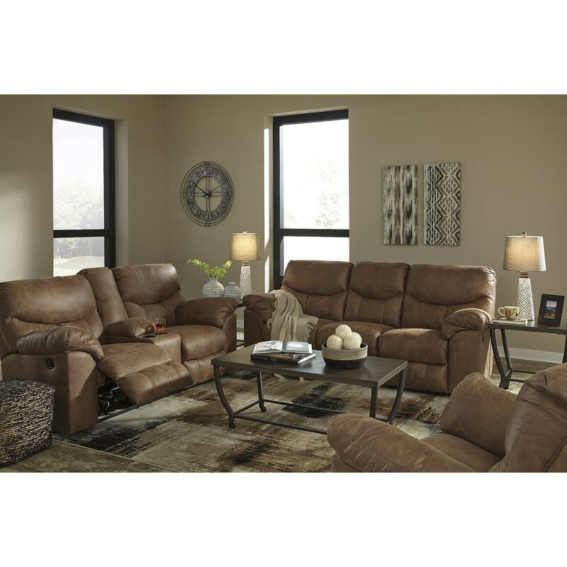 Signature Design by Ashley Boxberg Brown Reclining Loveseat with Console