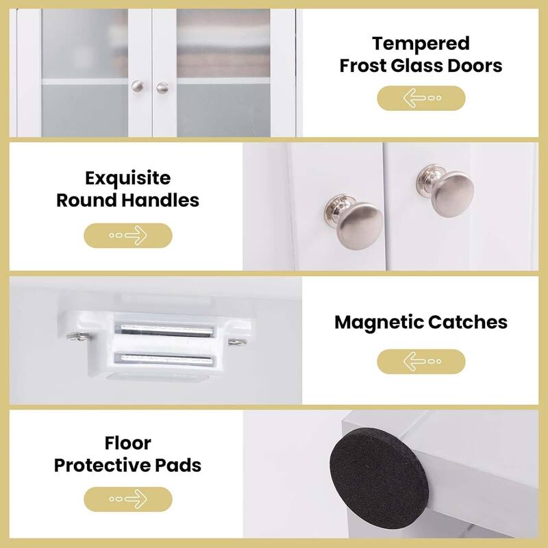 Tall Bathroom Cabinet Pantry Cabinet w/ Adjustable Shelves