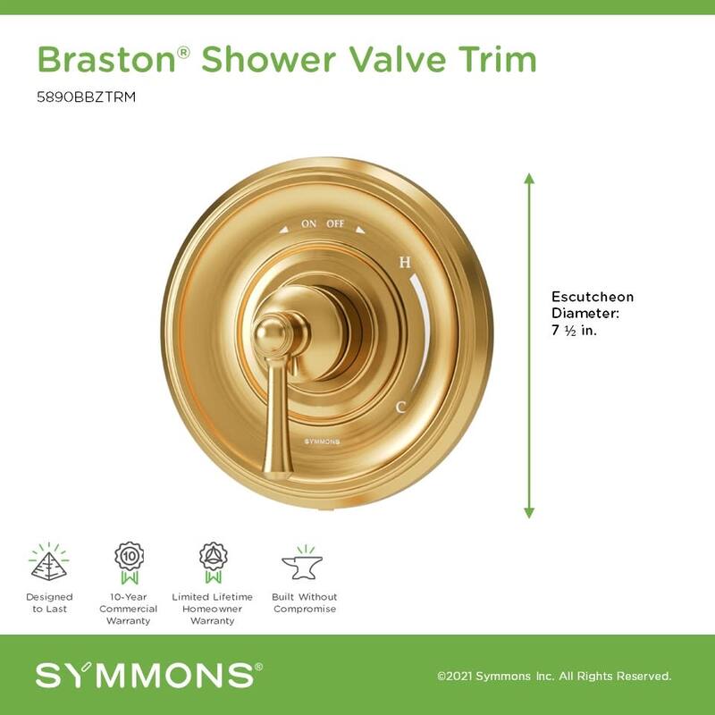 Symmons 5890TRM Braston Traditional Valve Trim Only with Single Lever