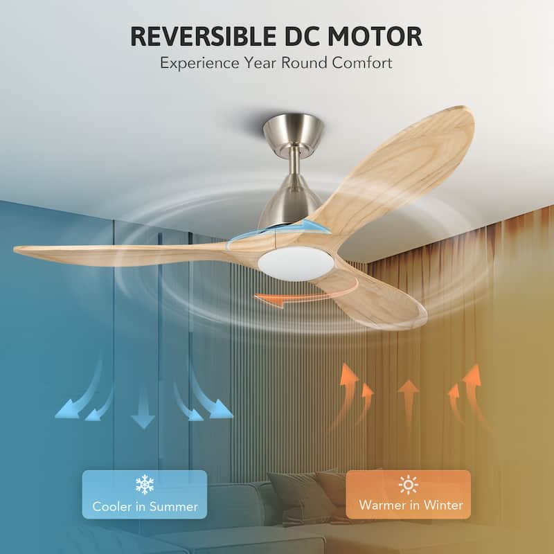 CO-Z Mid-century Modern 3 - Blade Smart LED Ceiling Fan with Dimmable Light and Remote