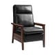 preview thumbnail 2 of 14, Gladys Mid-Century Modern Genuine Leather Solid Wood Recliner By HULALA HOME