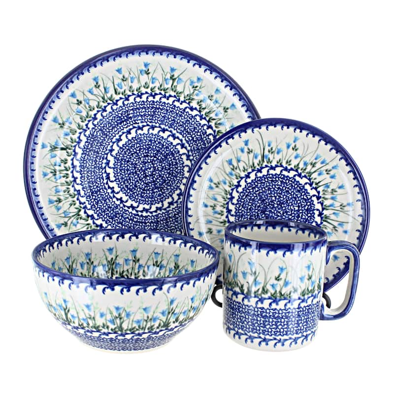 Blue Rose Polish Pottery Vena Dinnerware (4 PC) - Misty