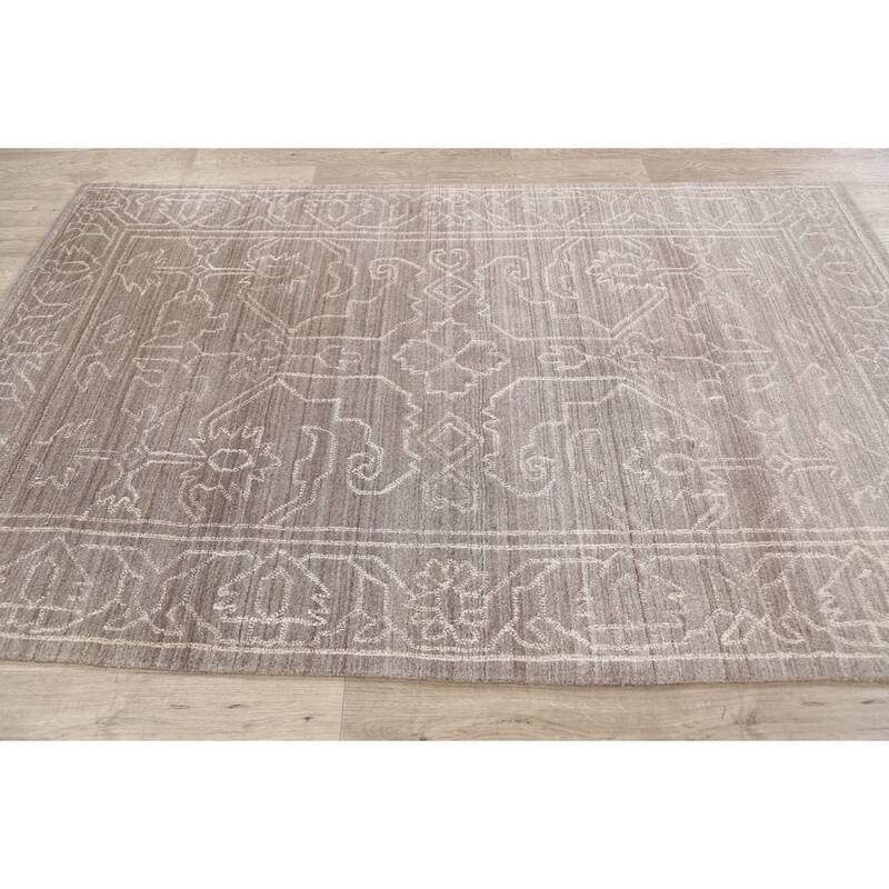 Brown Geometric Modern Gabbeh Oriental Area Rug Wool Hand-knotted - 4'8" x 7'5"